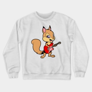 Cartoon squirrel playing electric guitar Crewneck Sweatshirt